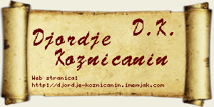Đorđe Kozničanin vizit kartica